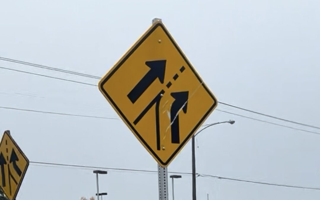 Lane Added from Right Sign